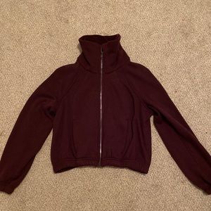 Lululemon Cropped Maroon Zip Up Sweatshirt